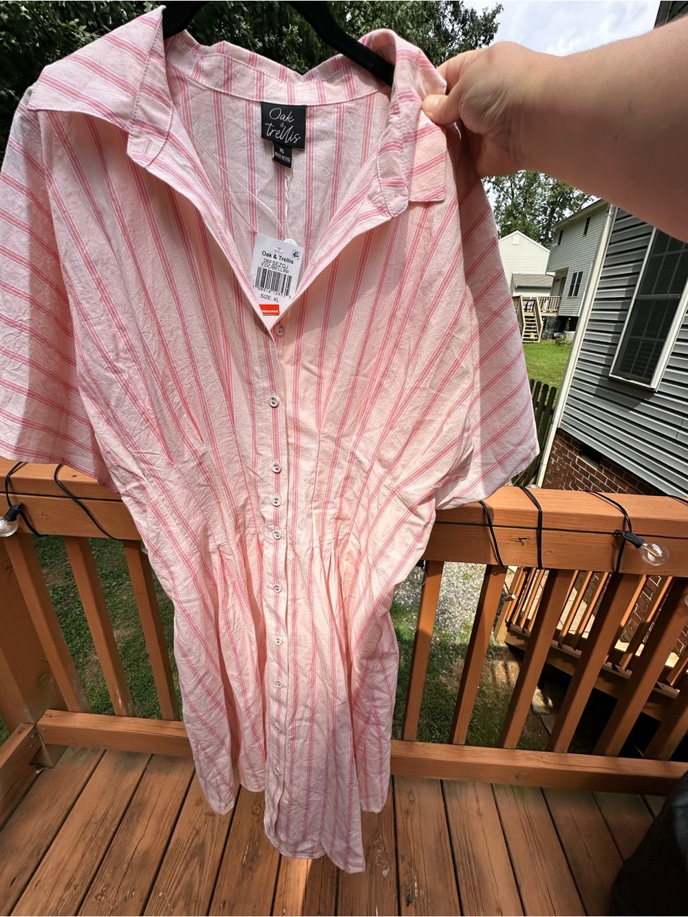 Oak + Tree Pink Stripe Button-Front Women's Dress